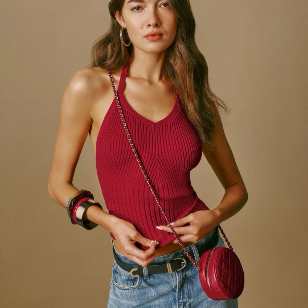 Reformation Delia Ribbed Halter - Worn once!
